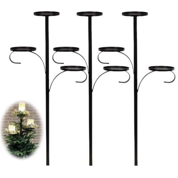 Christmas Tree Topper Candle Holder,Black Triple Tree Topper,Candelabra Tree Topper for Christmas,3 Tier Candle Holder,Christmas Topper Unique,Light up Christmas Tree,Indoor Bedroom Tableware Kitchen