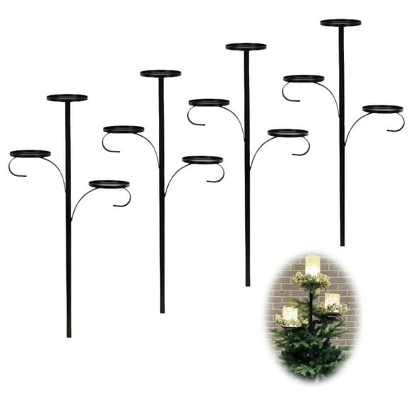 Christmas Tree Topper Candle Holder,Black Triple Tree Topper,Candelabra Tree Topper for Christmas,3 Tier Candle Holder,Christmas Topper Unique,Light up Christmas Tree,Indoor Bedroom Tableware Kitchen