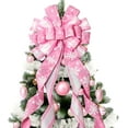 thumbnail image 1 of Christmas Tree Topper Christmas Wreath Bow, 52 * 13 inches Large Tree Toppers Bow with Snowflake Patterned for Xmas Tree Décor Christmas Home Indoor Outdoor Decoration Pink, 1 of 6