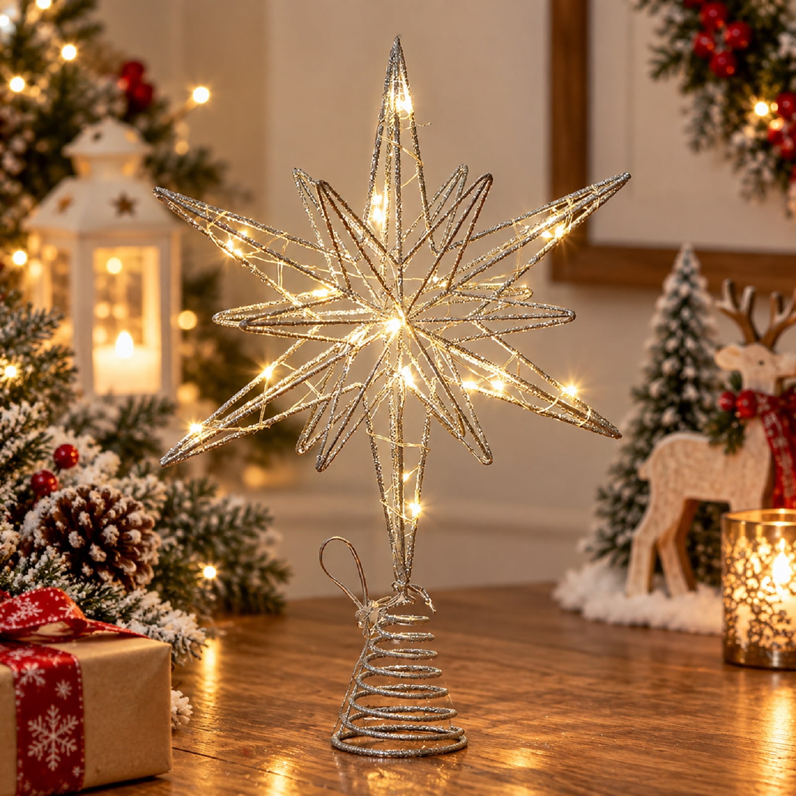 Christmas Tree Topper Clearacne, 13" Christmas Tree Star, LED Light