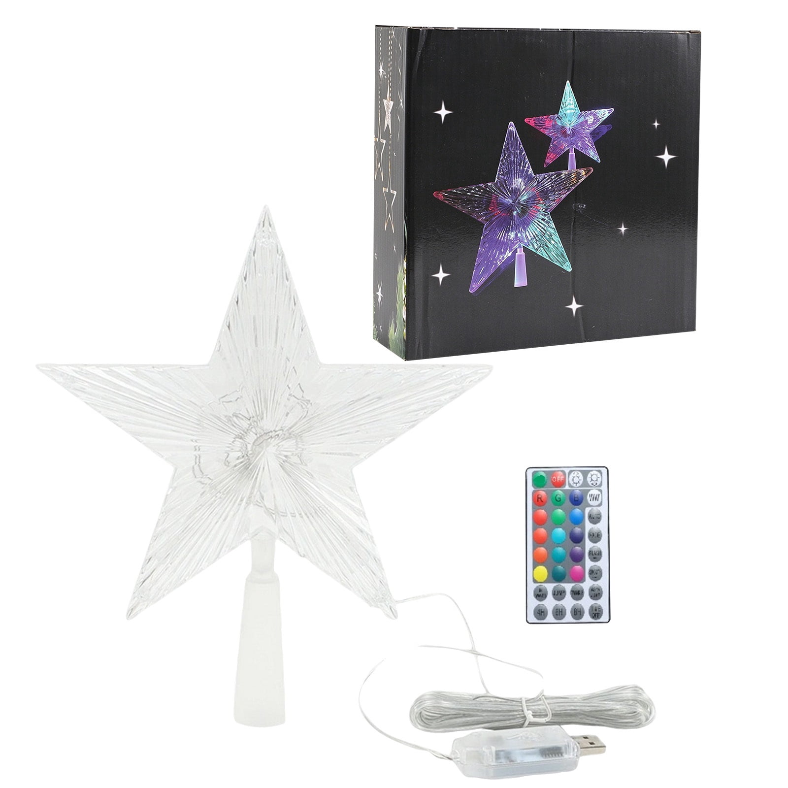 Christmas Tree Topper, Color changing LEDs with remote control, five ...