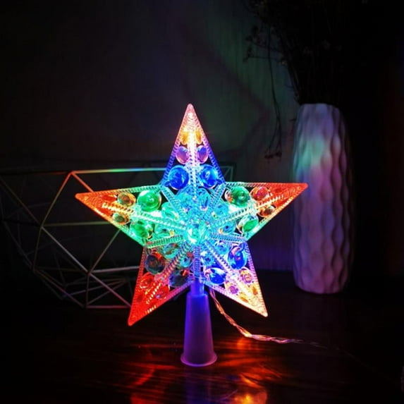 Christmas Tree Topper Decor LED Star Light Xmas Home Decoration New Year Decoration