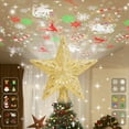thumbnail image 1 of Christmas Tree Topper with LED Rotating Projector Light, Gold Star with 6 Slides, Snowflake Theme Holiday Decoration for Xmas & New Year, 1 of 9