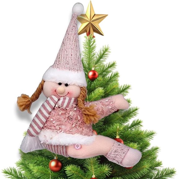 Christmas Tree Topper Decorations Xmas Snowman Plush Stuffed Hugger Decor Funny Gnome Plush Hugger Tree Topper for Christmas Wine Bottle Curtain Tree Ornaments Gift
