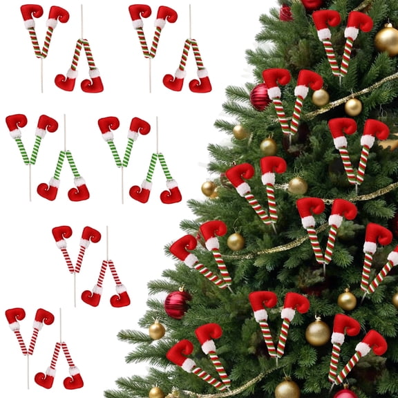 Christmas Tree Topper Decorations Green Elf Legs Ornaments for Holiday Home Xmas Tree Decor