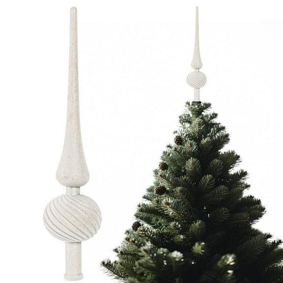 Christmas Tree Topper, Elegant Long Pointed Gourd Shape with Plastic Flocking Star Design for Holiday Decoration, Easy Install Top Prop for Festive Season