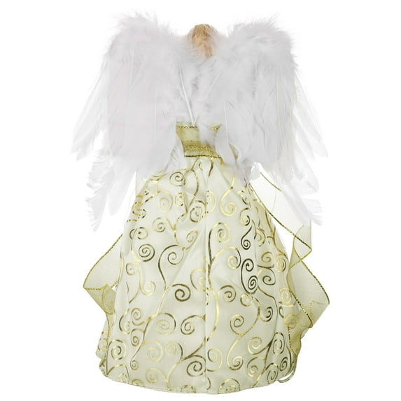 Christmas Tree Topper Fabric Decor Retractable Top Hat Christmas Treetop Star Decorations with Bow-knot Ribbon for Home Decor, Gold