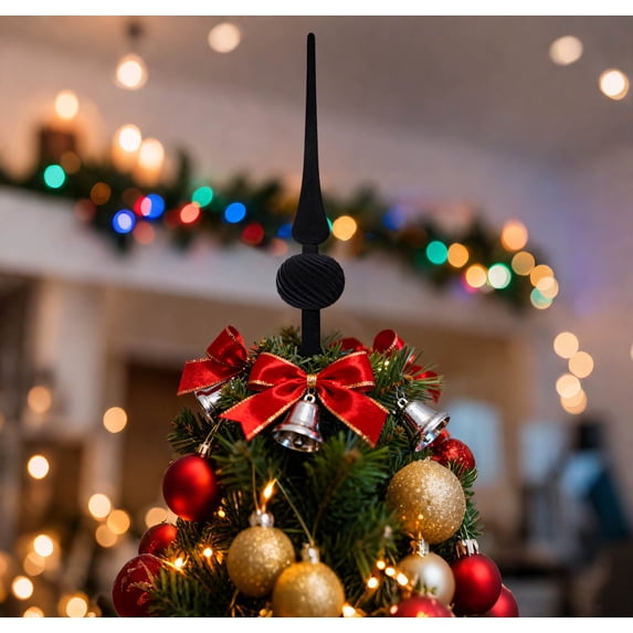 Christmas Tree Topper Finial, Black Vintage Finial Treetop Ornament for Holiday Home Decorations and Xmas Tree Decor