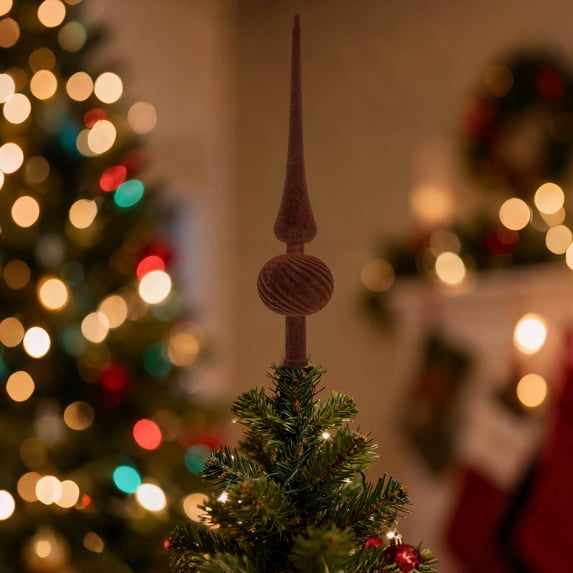 Christmas Tree Topper Finial, Brown Vintage Finial for Christmas Party Displays, Home Decor and Xmas Holiday Trees