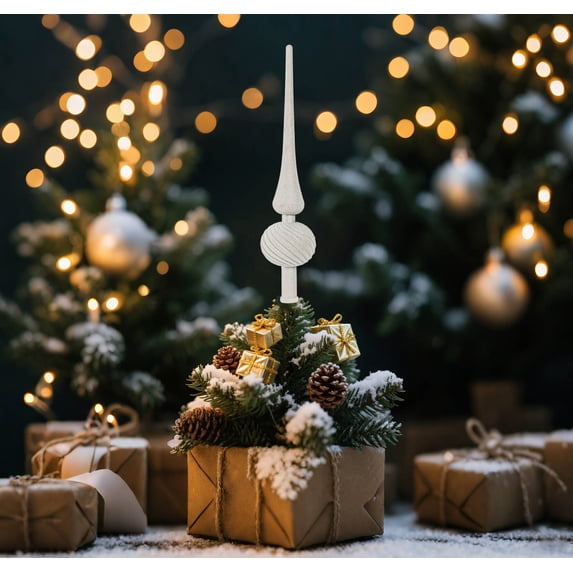 Christmas Tree Topper Finial, White Vintage Finial for Christmas Party Displays, Home Decor and Xmas Holiday Trees