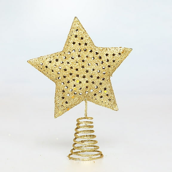 Christmas Tree Topper,Gold Glittered Hollow Christmas Tree Topper Star for Christmas Tree Ornament(Style 4)
