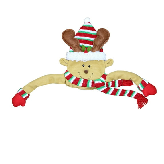 Christmas Tree Topper Hat Christmas Deer With Striped Scarf For Holiday Xmas Trees Ornament Christmas Decorations Party Supplies