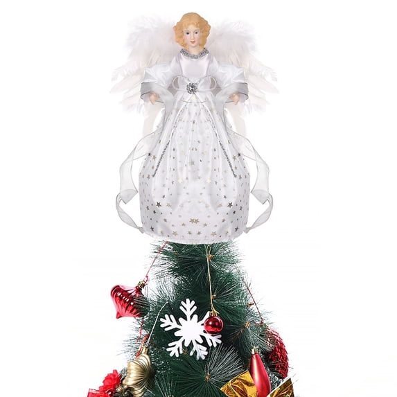 Christmas Tree Topper Hat, Xmas Tree Topper, Top Hat with Large Bow for Christmas Tree Decorations Desktop Ornaments Winter Holiday Party Home Decor