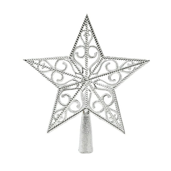 Christmas Tree Topper, Holiday Tree Decoration, Hollow Shatterproof Star Tree Topper Ornament, Plastic Gold Silver Red Christmas Decor