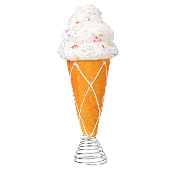 Christmas Tree Topper Ice Cream Sprinkle Style 1 Piece Whimsical Sugar Cone Design for Holiday Home Party and Festive Table Display