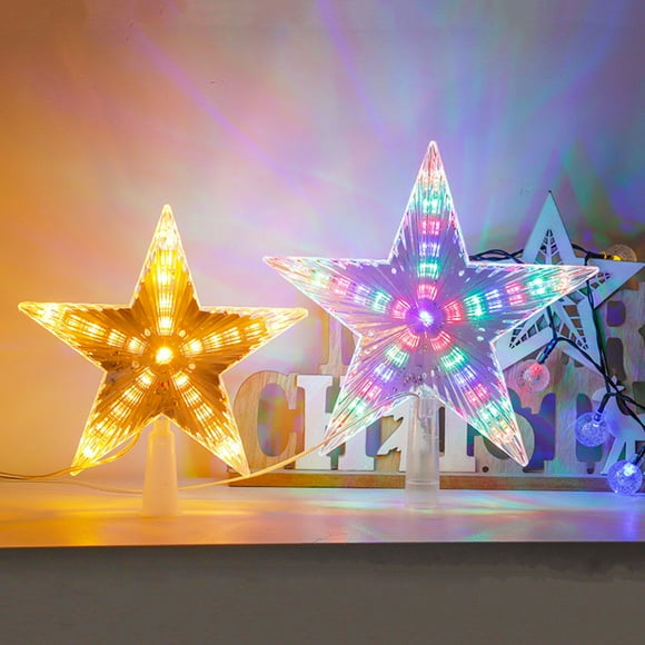 Christmas Tree Topper LED Lighted Star Tree Topper Waterproof Reusable High Brightness New Year Holiday Home Office Indoor Decorations Christmas Tree Top Ornament