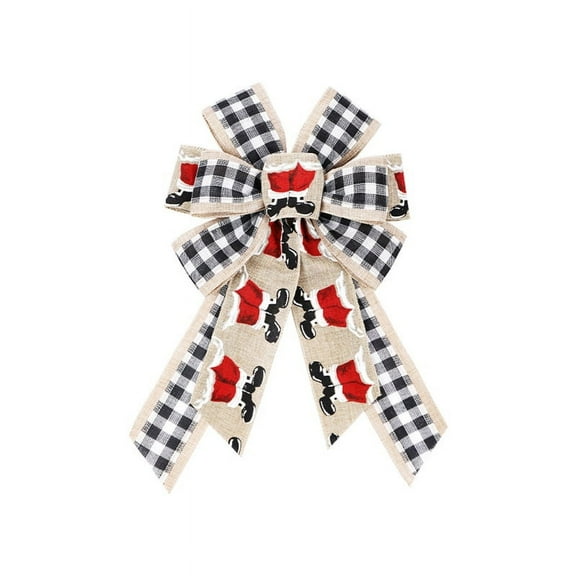 Christmas Tree Topper Large Burlap Gift Bow for Xmas Crafts Handmade Holiday Party Decorations 15 x 9 Inches