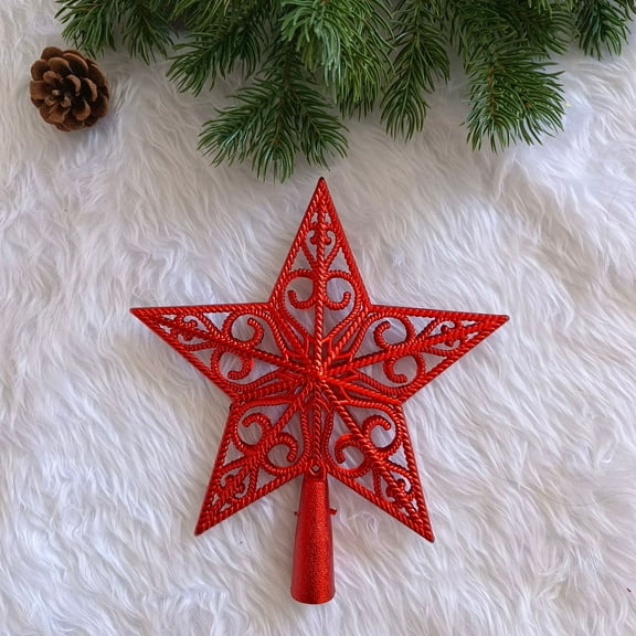 Christmas Tree Topper - Glittering Gold Hollow Star for a Sparkling and Festive Tree Finish