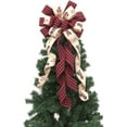 thumbnail image 1 of Christmas Tree Topper Large Red Black Buffalo Plaid Christmas Tree Topper Wreath Bows with Streamers Christmas Tree Truck Rustic Burlap Christmas Tree Toppers Decorations, 1 of 3