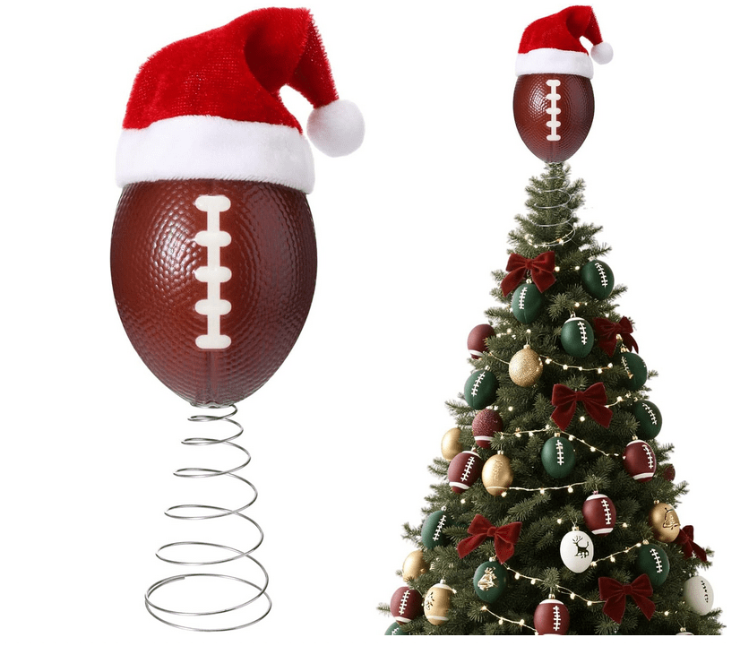 Fall Football Tree Christmas Tree Topper, Light Refraction Effects, American Football ...