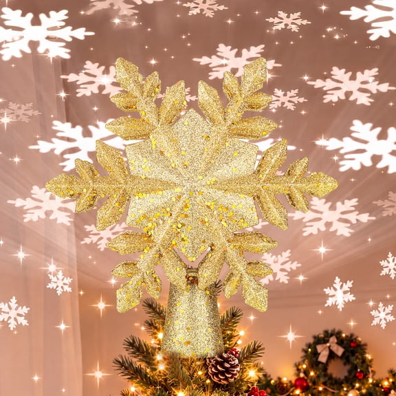 Apec's Christmas Tree Topper Star, 360° Rotating LED Projector Light ...