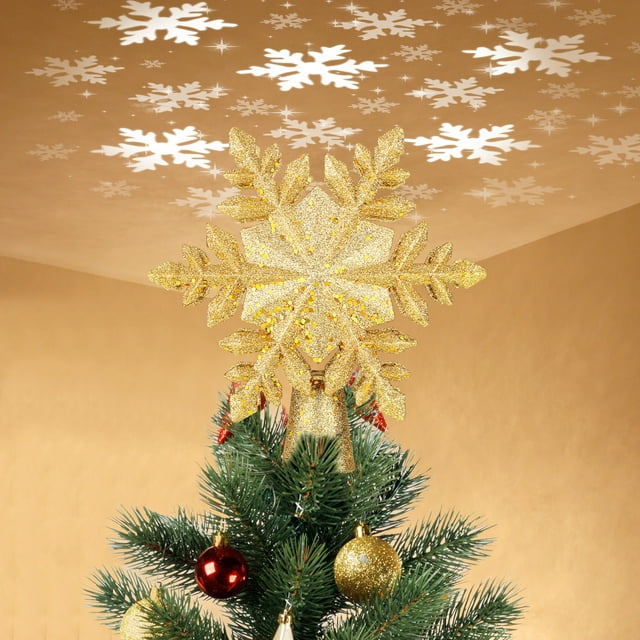 Christmas Tree Topper Lighted with 6 Projection Slides, Snowflake