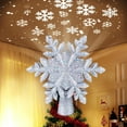 thumbnail image 1 of Christmas Tree Topper Lighted with Built-in Led Rotating Snowflake Projector Lights, 9.6” Hollowed Tree Topper with Silver Spangles Plug In for Indoor Home Xmas  Holiday Night Tree Decor, 1 of 16
