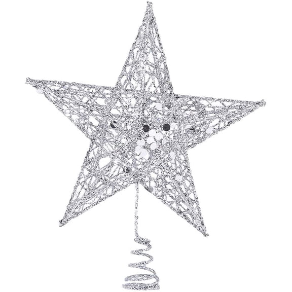 Christmas Tree Topper Lighted Star [Silver],Sparkling Star Christmas Tree Topper for Christmas Tree Ornament 30cm