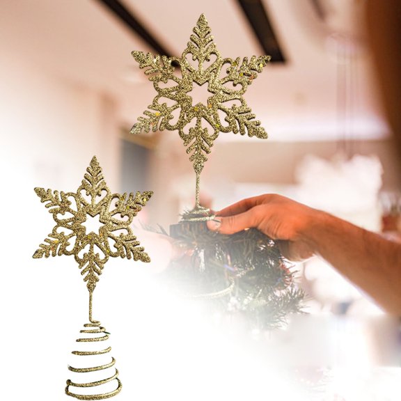 Christmas Tree Topper Ornament Supplies Glitter Star Tree Topper - Gold Sparkling Metal Star Christmas Tree Toppers Xmas Holiday Trees Top Decoration 6.3"