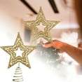 thumbnail image 1 of Christmas Tree Topper Ornament Supplies Glitter Star Tree Topper - Gold Sparkling Metal Star Christmas Tree Toppers Xmas Holiday Trees Top Decoration 7.5", 1 of 6