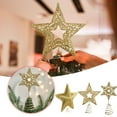 thumbnail image 1 of Christmas Tree Topper Ornament Supplies Glitter Star Tree Topper - Gold Sparkling Metal Star Christmas Tree Toppers Xmas Holiday Trees Top Decoration 9", 1 of 9