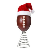 Christmas Tree Topper Ornaments Santa Hat And Rugby Ball Design, Lightweight Festive Decoration With Spring Base, Suitable For Home Parties Studios And Other