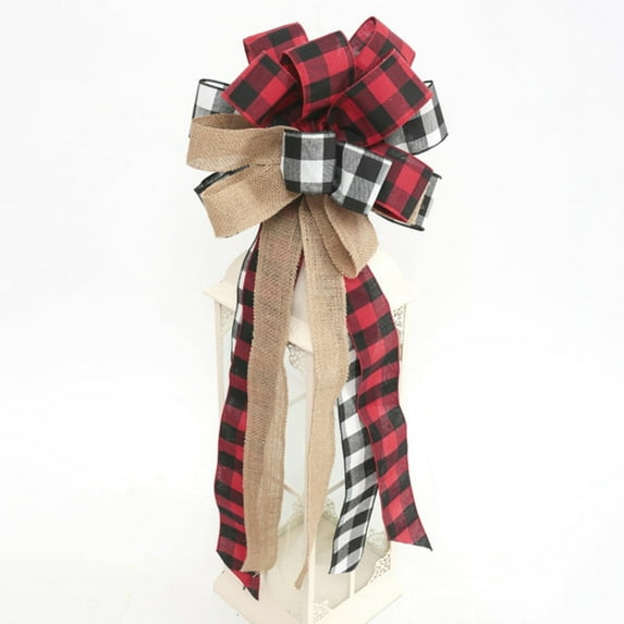 Christmas Tree Topper, Ribbon Bow Topper for Tree ,Xmas Ornaments for Holiday Decor, Great Gift Christmas Decoration,14x35 Inches, Gold