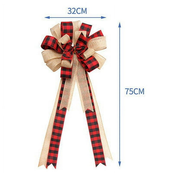 Christmas Tree Topper, Rustic Buffalo Plaid Decorative Bow for Holiday Décor