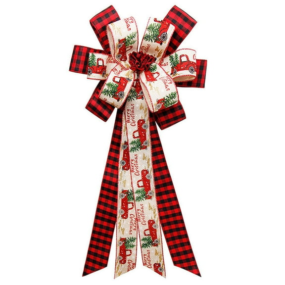Christmas Tree Topper, Rustic Buffalo Plaid Decorative Bow for Holiday Décor
