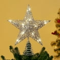thumbnail image 1 of Christmas Tree Topper, Silver Glittered Hollow 5-Point Star Tree Topper, Lighted Wire Star with 20 LED Lights for Christmas Treetop, Xmas Tree Topper, Christmas Tree Decorations, 1 of 6