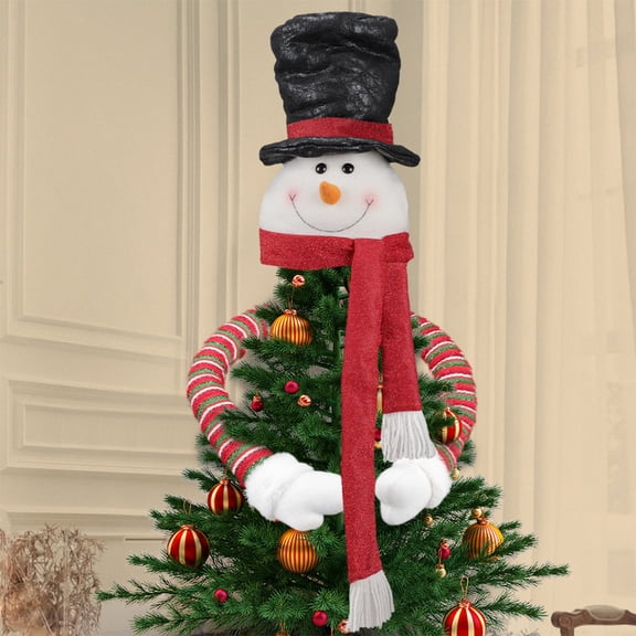 Christmas Tree Topper Snowman Top Hugger, Snowman Tree Topper for Winter Party Thanksgiving New Year Xmas Tree Decorations Ornament