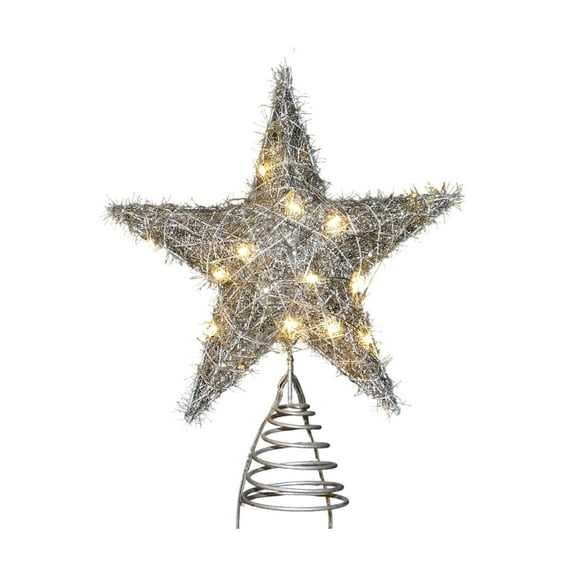 Christmas Tree Topper Star – 11.8" Large Iron Lighted Tree Top Star with String Lights – Metal Five-Pointed Star Ornament for Xmas Tree Decoration