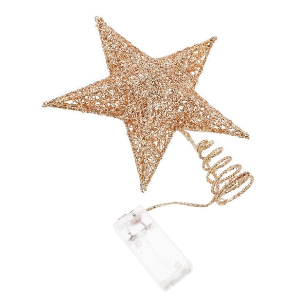 Christmas Tree Topper Star, 20 LED Light Up Tree Toppers, Glittered Metal Christmas Star for Christma Tree Ornament, Champagne
