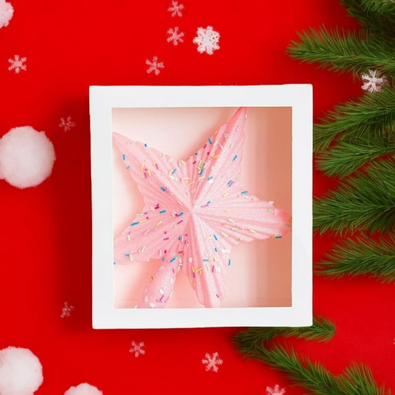Christmas Tree Topper Star, 8 Inch Plastic Tree Top Decoration in Trendy Pastel Colors - Easy Install Versatile Holiday Decor pink