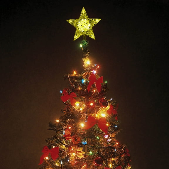 Christmas Tree Topper Star 8" LED Lighted Star Tree Top w/Remote Control,Star Night Light Treetop, Small Xmas Tree Decor for Christmas,Battery Powered