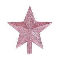 Christmas Tree Topper Star - 8 inch Glitter Pink Treetop for Xmas Tree, Holiday Party Home Decoration Sparkling Star Ornaments