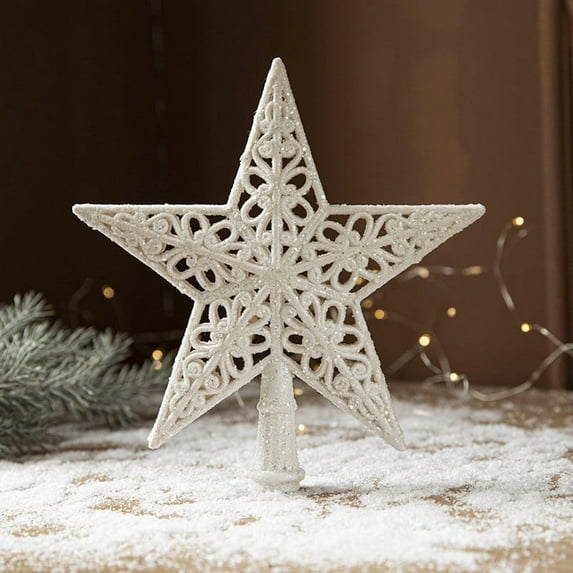 Christmas Tree Topper Star Christmas Decorations Outdoor Christmas Hollowed-out Glitter Tree Top Star Christmas Tree Top Five-pointed Star Christmas Decoration Ornaments For Tree Decorations