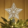 thumbnail image 1 of Christmas Tree Topper Star Decorations Gold White Plastic Tree Top Ornament with Spring Base for Christmas Trees 10-inch Holiday Tree Decor Festive Star Topper, 1 of 5