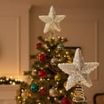 thumbnail image 1 of Christmas Tree Topper Star, Glitter Christmas Decoration Ornament With Spiral Base Holiday Party Decor For Home Indoor Outdoor Christmas Tree Decorations Scene Layout Winter Festival Accessories, 1 of 6