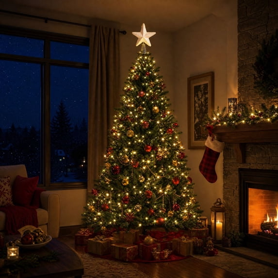 Tree Of Gold Christmas Tree Topper Star, Gold Foam Star with a Metal Mount Base and ...