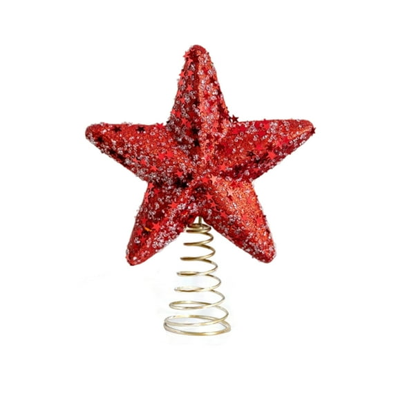 Christmas Tree Topper Star, Gold Plastic Tree Top Decoration for Holiday Parties Home Decor, Festive Gift Idea(Red)