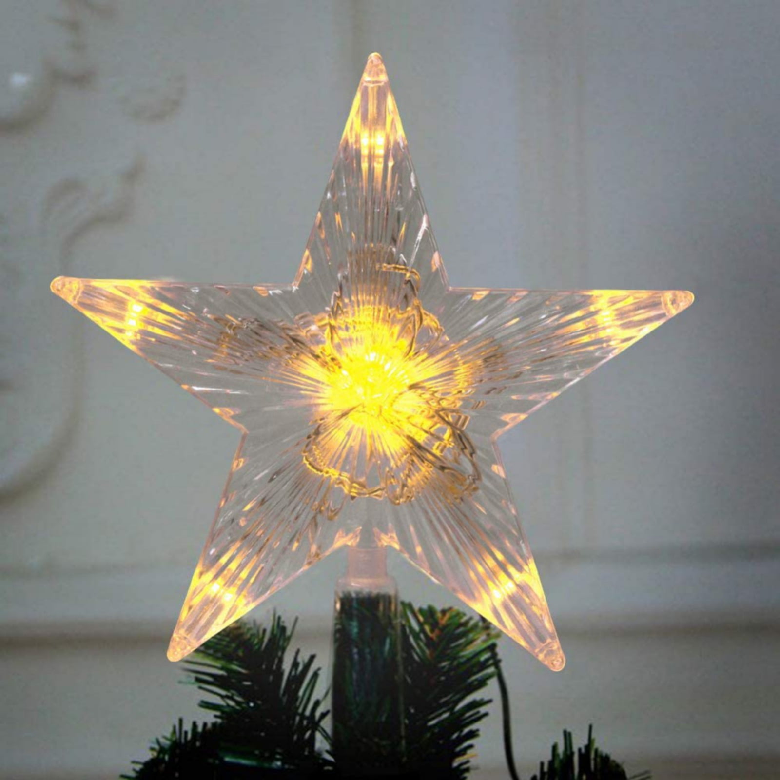 Christmas Tree Topper Star with LED Lighted Star Treetop Rustic Holiday