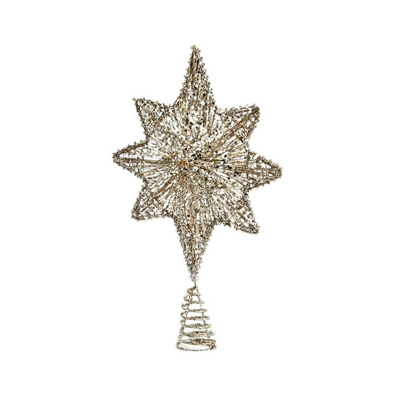 Christmas Tree Topper Star Light – Hollow Snowflake Tree Top Star with LED Lights, Battery Operated Metal Ornament for Holiday Home or Outdoor Christmas Tree Decoration