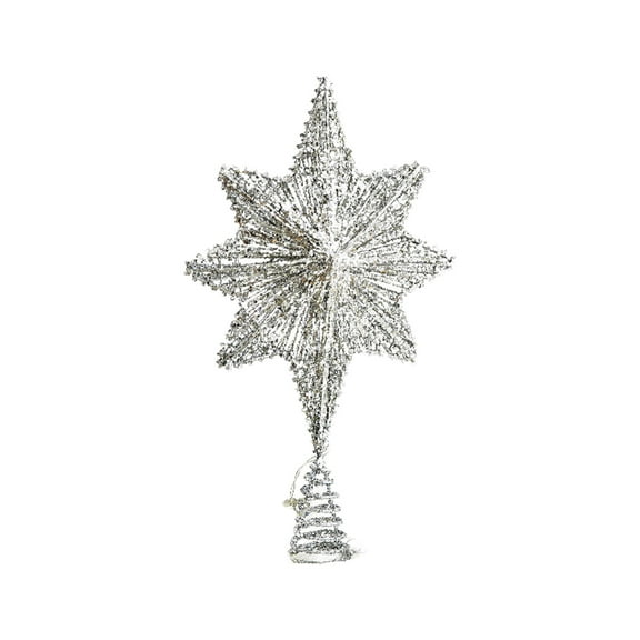 Christmas Tree Topper Star Light – Hollow Snowflake Tree Top Star with LED Lights, Battery Operated Metal Ornament for Holiday Home or Outdoor Christmas Tree Decoration